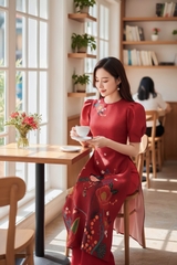 Set áo dài gấm Bích Trà