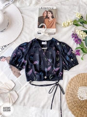 Set áo croptop vạt chéo thắt dây eo & Chân váy dài dáng nhún đuôi cá