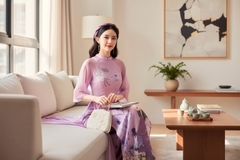 Set áo dài tơ dáng eo Cẩm Miên