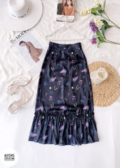 Set áo croptop vạt chéo thắt dây eo & Chân váy dài dáng nhún đuôi cá
