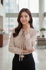 Áo sơ mi dài tay cổ nơ