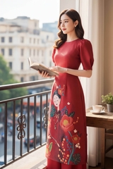 Set áo dài gấm Bích Trà