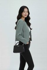 Vest ngắn cổ tròn cúc bọc