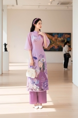 Set áo dài tơ dáng eo Cẩm Miên