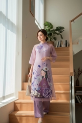 Áo dài taffa dáng suông Cẩm Miên