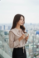 Áo sơ mi dài tay cổ nơ