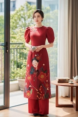 Set áo dài gấm Bích Trà