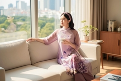 Áo dài taffa dáng suông Cẩm Miên