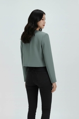 Vest ngắn cổ tròn cúc bọc