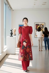 Set áo dài gấm Bích Trà