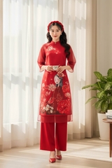 Áo dài taffa dáng suông Cẩm Miên