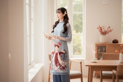 Sét áo dài in hình cô giá đội hoa