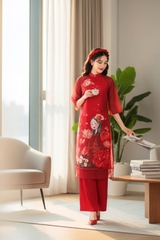 Áo dài taffa dáng suông Cẩm Miên
