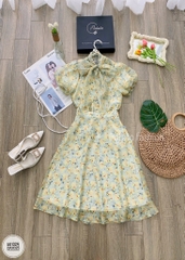 Set áo sơ mi kiểu cổ thắt nơ & Chân váy dài xoè rủ