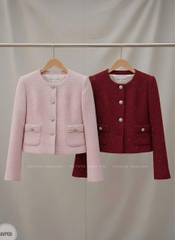 Áo dạ tweed túi sườn