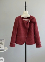 Áo dạ tweed cổ tròn