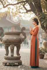 Áo dài Giai Nguyệt thêu thủ công