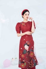 Áo dài gấm Bích Trà