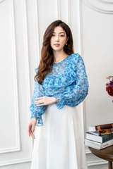 Áo cổ tròn bèo ngực dáng suông