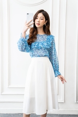 Áo cổ tròn bèo ngực dáng suông