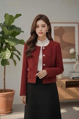 Áo dạ tweed túi sườn