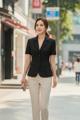 Áo vest cổ K tay cộc hai ly thân trước