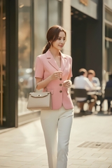 Áo vest cổ K tay cộc hai ly thân trước