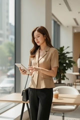 Áo vest hai khuy tay cộc