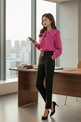 Áo sơ mi dài tay cổ nơ