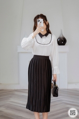 Chân váy lụa dài xếp ly