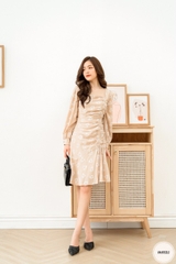 Váy cổ vuông lệch rút dây