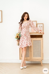 Váy cổ vuông lệch rút dây