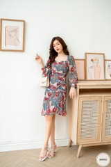 Váy cổ vuông lệch rút dây