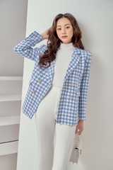 Áo tweed vest cổ bẻ 2 hàng cúc dáng dài