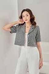 Áo tweed cổ hai ve dáng croptop