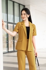 Áo Blazer một lớp cổ K, tay cộc