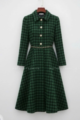 Váy dạ Tweed dáng xòe dài tay cổ đức