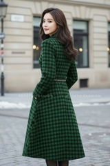 Váy dạ tweed dáng xòe dài tay cổ đức