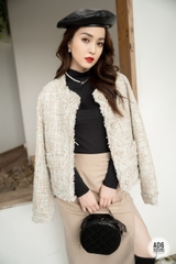 Áo dạ tweed rút rua