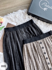Chân váy xếp ly Vintage một hàng cúc