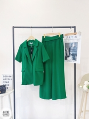 Áo Blazer một lớp cổ K, tay cộc