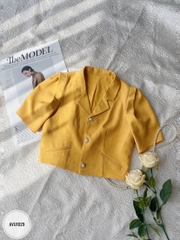 Áo croptop cổ hai ve dáng suông túi cơi chéo