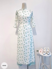 Áo dài cổ tàu xẻ dáng ôm tay lỡ