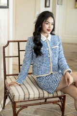 Sét áo khoác cổ tròn dáng ngắn & Chân váy chữ A