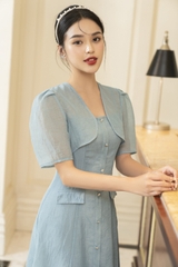 Sét áo khoác croptop tay bồng & Váy hai dây