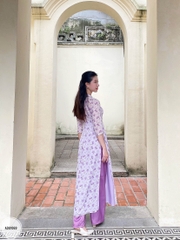 Áo dài cổ tàu xẻ dáng ôm tay lỡ