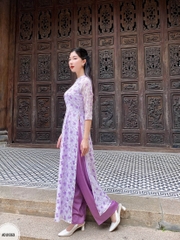 Áo dài cổ tàu xẻ dáng ôm tay lỡ