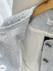 Áo tweed cổ tròn tay dài diễu thân