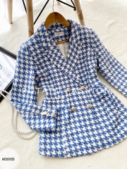Áo tweed vest cổ bẻ 2 hàng cúc dáng dài