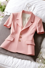 Áo vest cổ K tay cộc hai ly thân trước